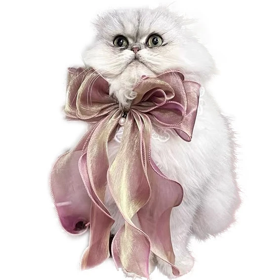 

Pet Clothes Luxury Cat Accessories Dog Collars Shiny Bow Tie Lace Princess Style