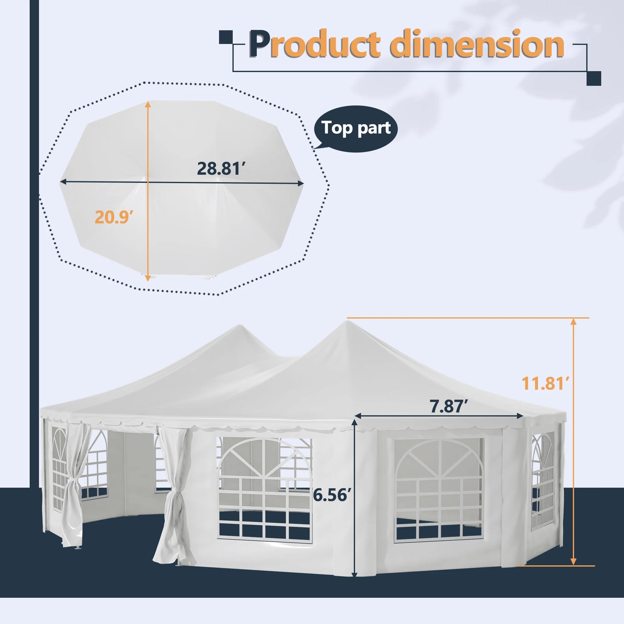 LZBEITEM Party Tent, 29x21FT Outdoor Canopy Tent with Sidewalls, Event Tent Heavy Duty, Large Tent with 10 Removable Sidewalls