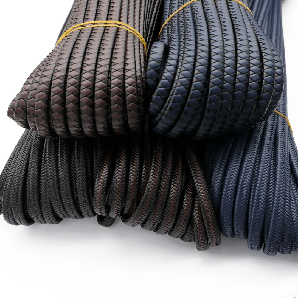 2 meters 12x5mm Flat Braided Faux Leather Bracelet Findings PU Leather Cord String Rope DIY Necklace Bracelet Making