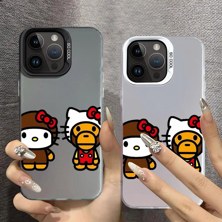 아이폰 14 15 16 플러스 16e 11 12 13 프로 맥스 소프트 쉘 귀여운 카모플라쥬 헬로키티 케이스