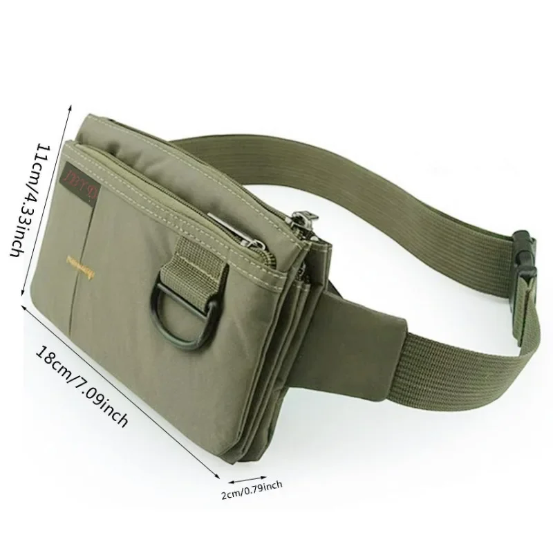 Male and female nylon 4 pocket waterproof waist pack fashion men wear resistant black fanny pack Messenger shoulder bag