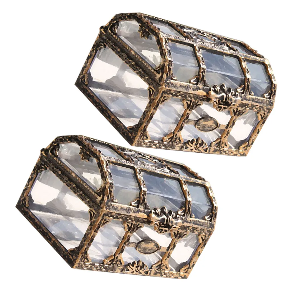 

2 шт. прозрачные пластиковые шкатулки для хранения, многофункциональные, для дома и офиса, винтажный стиль, для украшений, сувениры для вечеринок