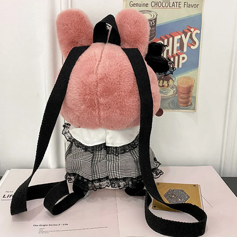 Plushie Sanrio Plush Backpack Kuromi My Melody Shoulder Bag Large Capacity Kawaii Lolita Plush Stuffed Animal Doll Kids Toy Gift