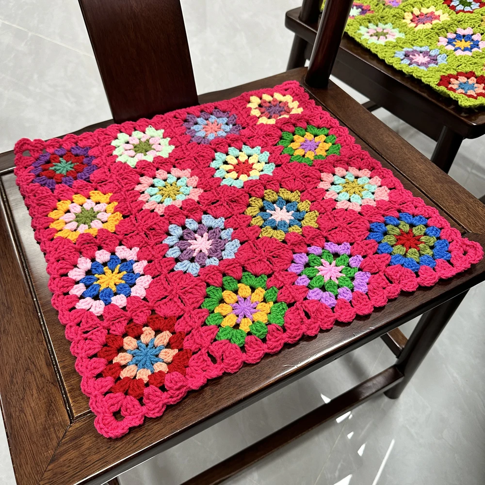 DIY Handmade Crochet Seat Cushion Tablecloths Square Pet House Mats Home Decor Coaster Mat Pad 40X40cm