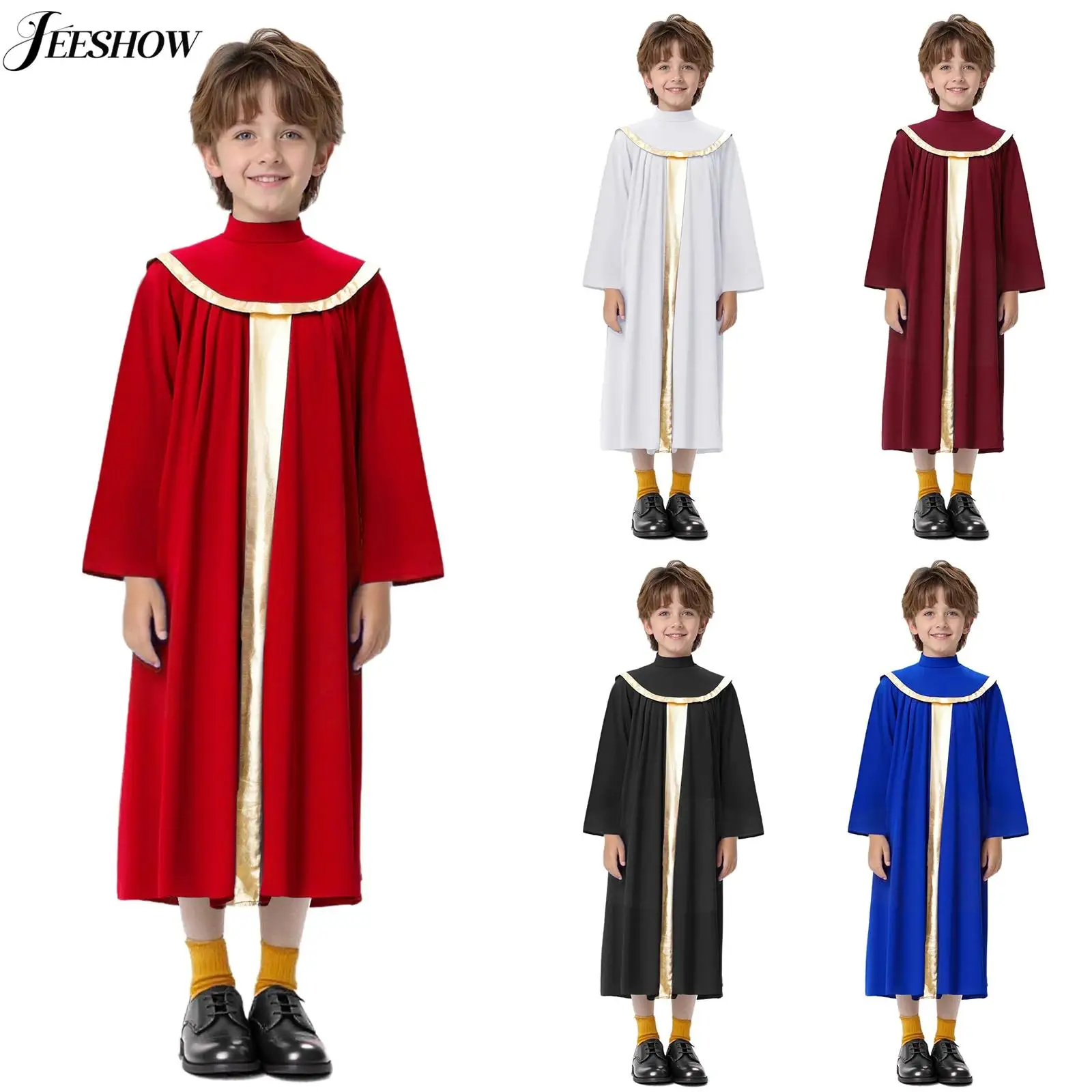 

Халат для хора для мальчиков и девочек, платье с длинными рукавами и молнией сзади, литургический танцевальный костюм, халаты для церковного поклонения