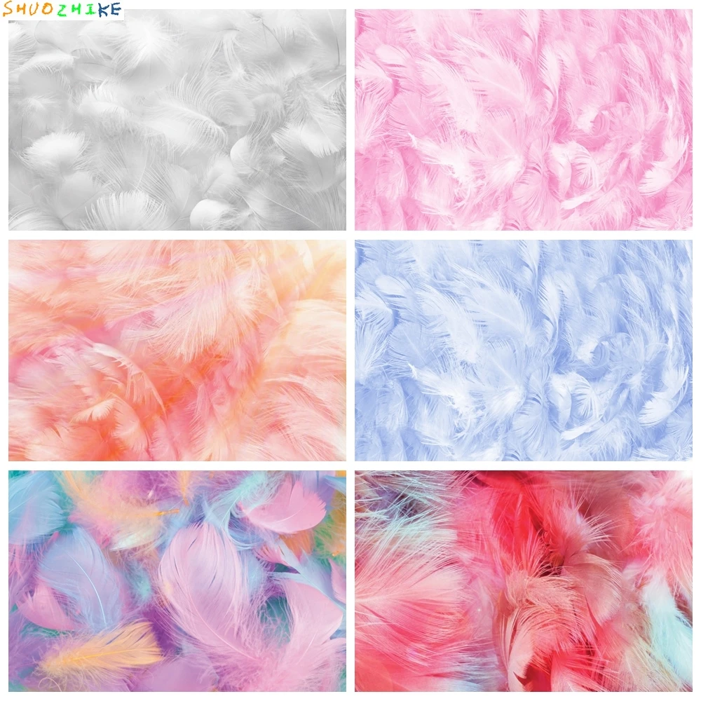 

Valentine's Day Dreamy Wonderland Pink Feather Wall Baby Birthday Photography Backdrop Photographic Backgrounds For Photo Studio