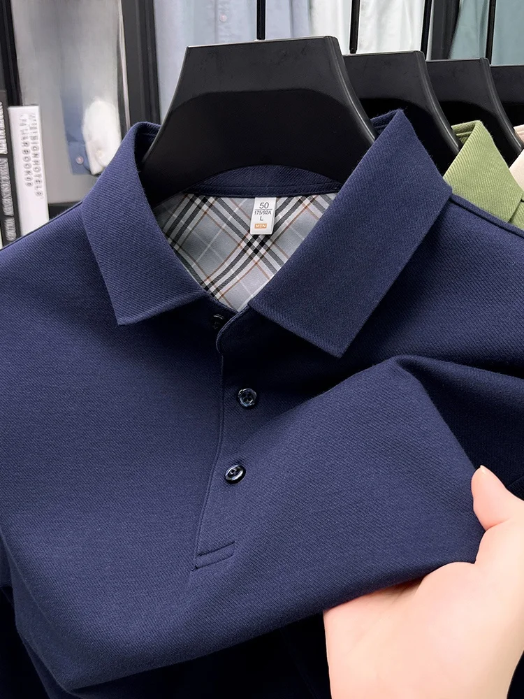 

Rn Men's irt Long Sve Loose Fit Pure Color Trendy Busin Casual T-irt Korean Sle Spring Autumn New Arrival