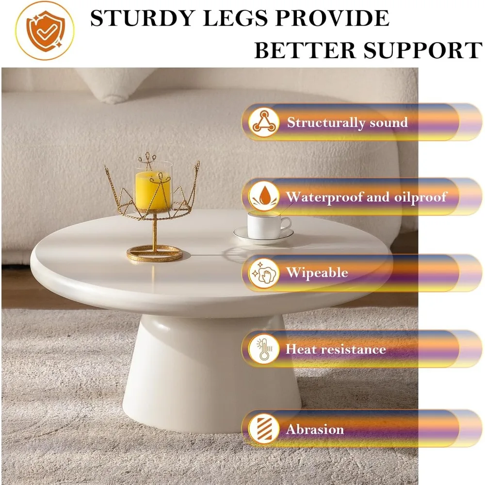 Table basse élégante avec finition élégante et base robuste, table centrale basse moderne pour espaces de vie rustiques