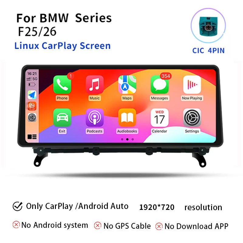 Draadloze Carplay Autoradio Android 14 voor BMW X3 F25 voor BMW X4 F26 2010-2013 Multimedia Audio Stereo Scherm GPS Navigatie 2400*900 Hoge Resolutie Head unit F25 Carplay Snapdragon 665 8 Core