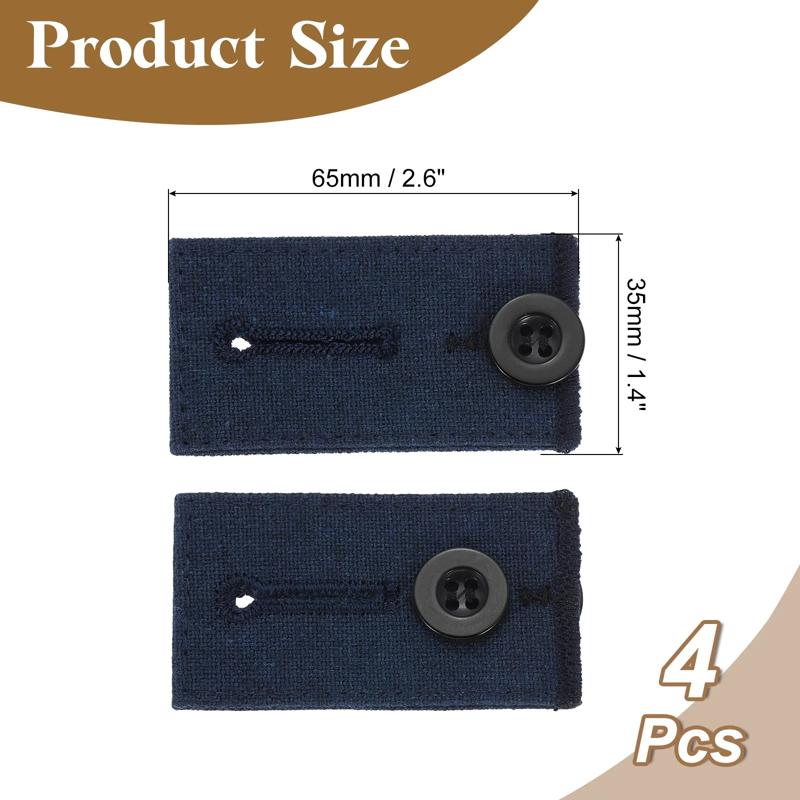 4Pcs Button Extenders for Pant Long Buckle Hook Stretch Adjustment Waist Buckle Extension Women Men Pant Trousers Jeans 2.6x1.4