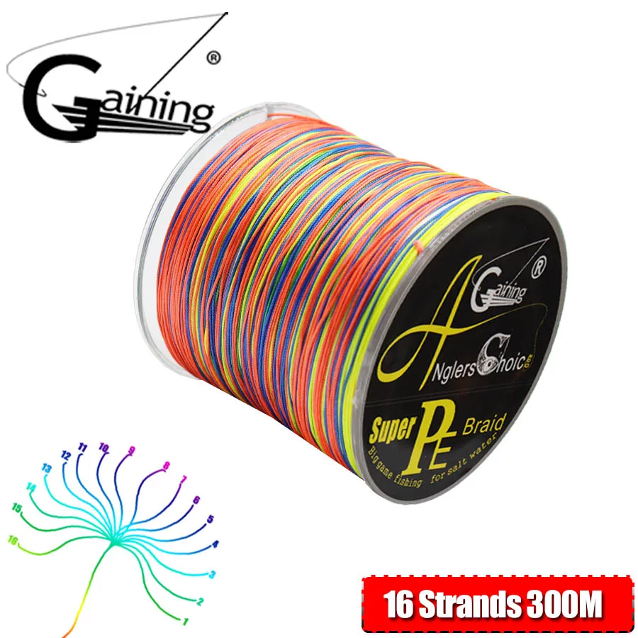 16 Strands Braided Fishing Line 500m 300m Super Strong Japan Multifilament PE Hollow Core Braid Line 55-250LB