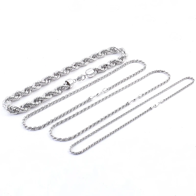 

Provence S925 Silver Twisted Chain Necklace for Women Hip Hop Layered Jewelry for Men Miami Rapper Choker Necklace Rope Chain