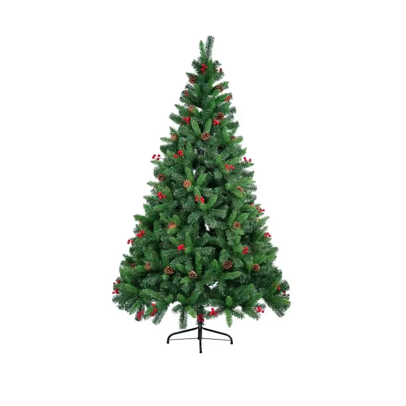 

6ft 180cm PVC Christmas Tree Stand Pine Fruit Berry Ornament Holiday Decorations
