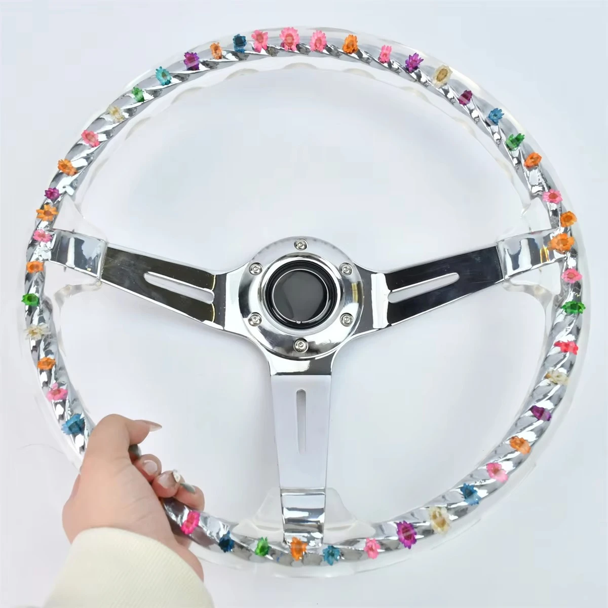 custom killer steering wheel racing transparent flower steering wheel
