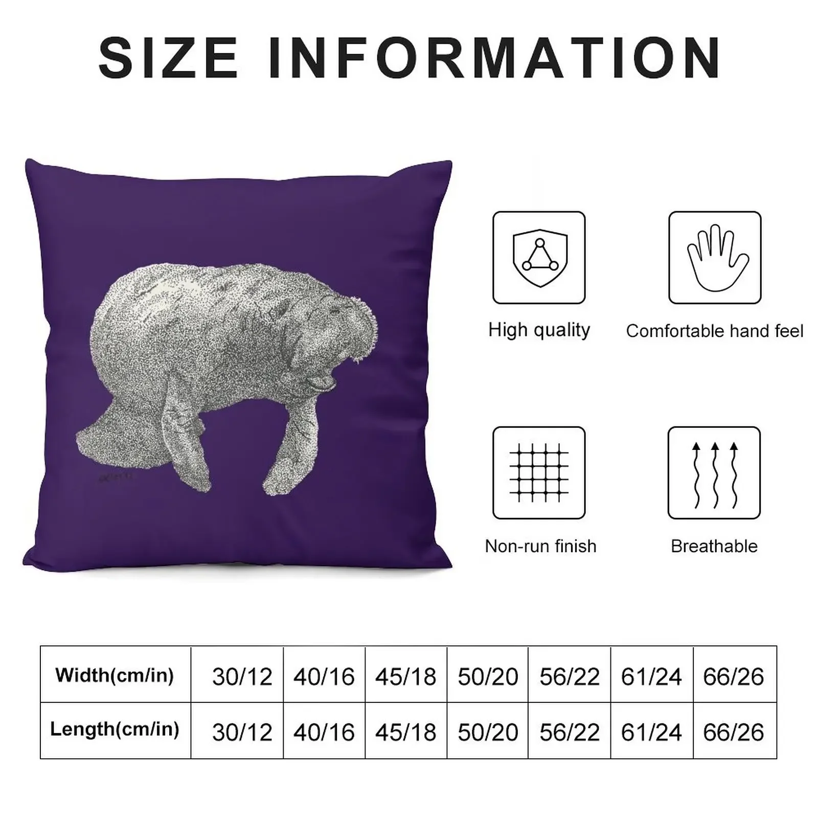 Manatee Throw Pillow Sofa Cushion Cover Custom Cushion Photo Luxury Living Room Decorative Cushions pillow