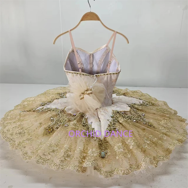 Exquisite Professional Custom Size Kids Girls Women Adult Performance Wear Gold Court Classical Ballet Tutu Costumes