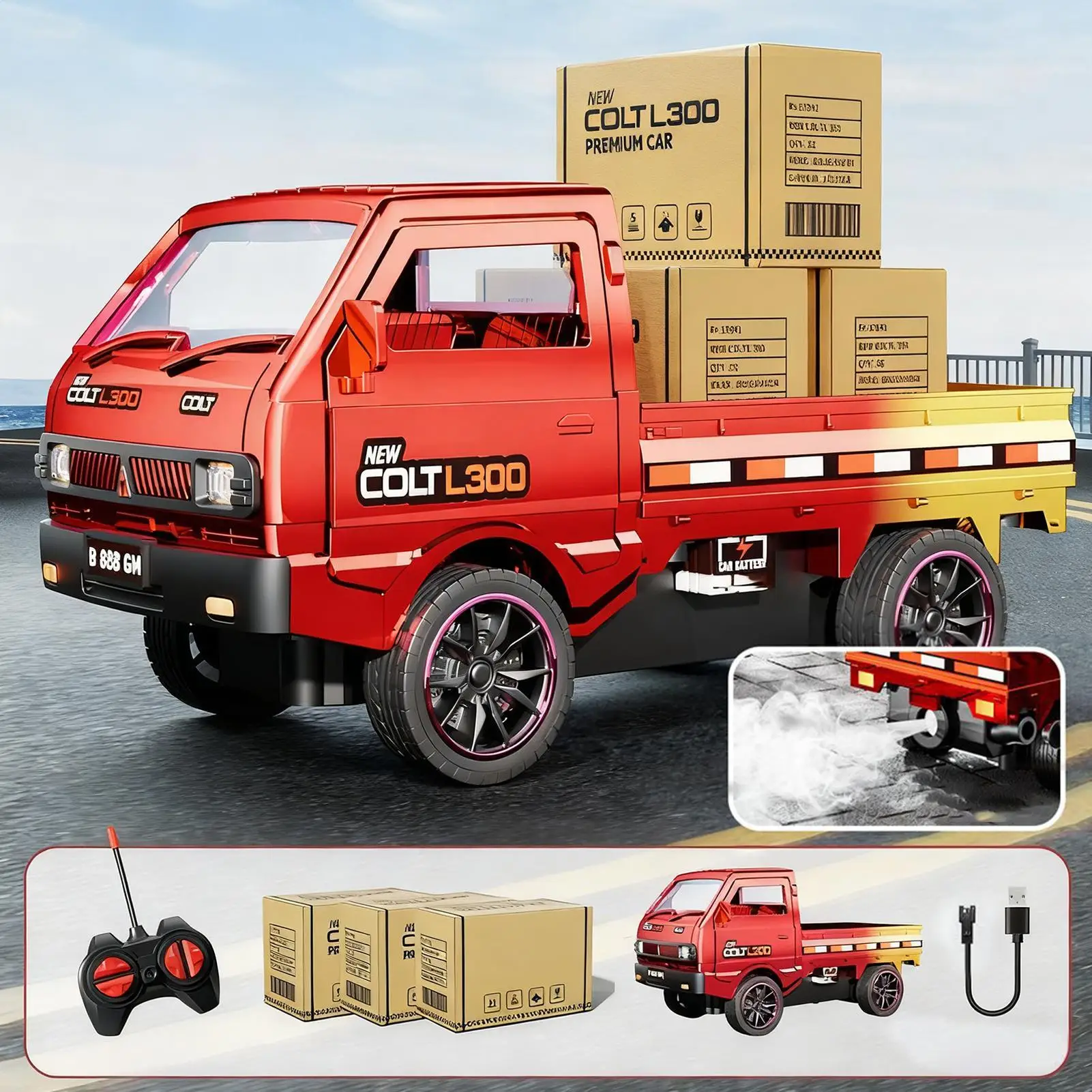 

Remote Control Truck Toy Vehicle with Light and Sound Trucks for Boys for Indoor Outdoor Play Race Park Backyard Christmas