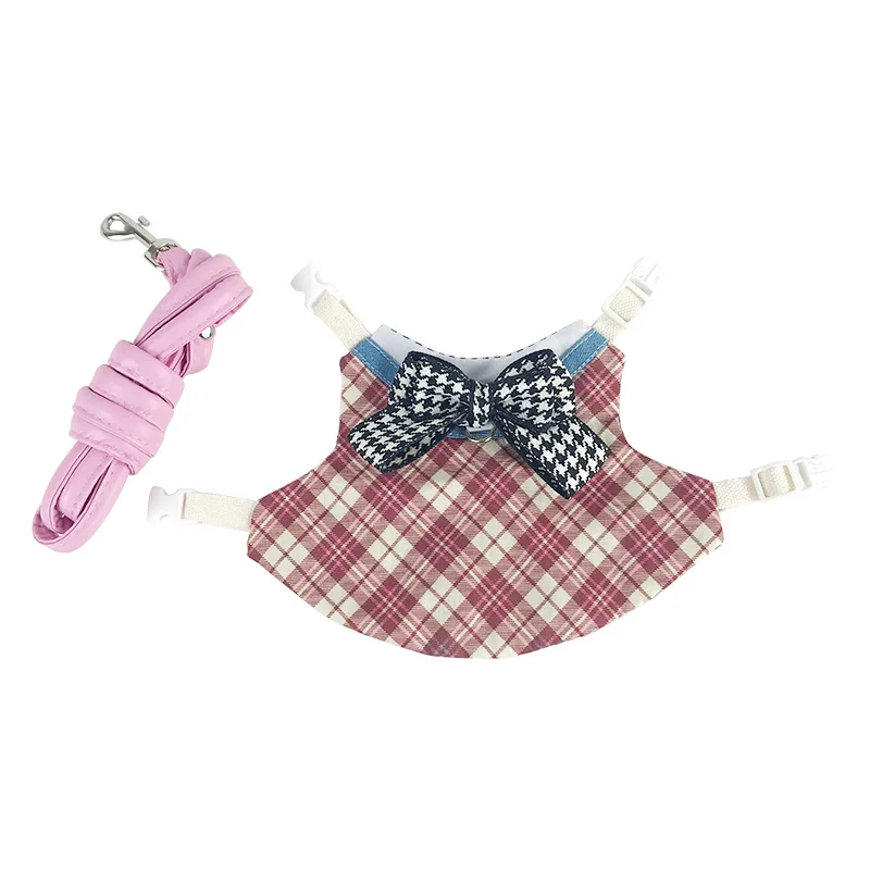 Cute Bunny Guinea Pig Costume for Small Animal Dwarf Rabbit Chinchillas School Uniform Clothes with Harness mascotas Accessories