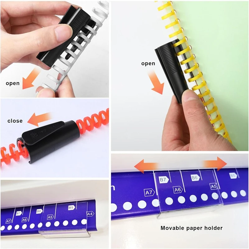 A85Q-Hand Push Binder, 30 Hole Binder Machine, Coil Binder, Home Desktop Binder Puncher For A4 A5 A6 A7 B5-B7 Scrapbook