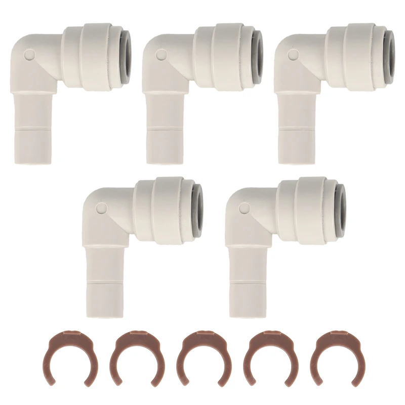 5PCS 12mm Stem Elbow Push Fit Pipe Water Fitting Connector with Locking Clips Caravan POM Connector Water Filter Parts