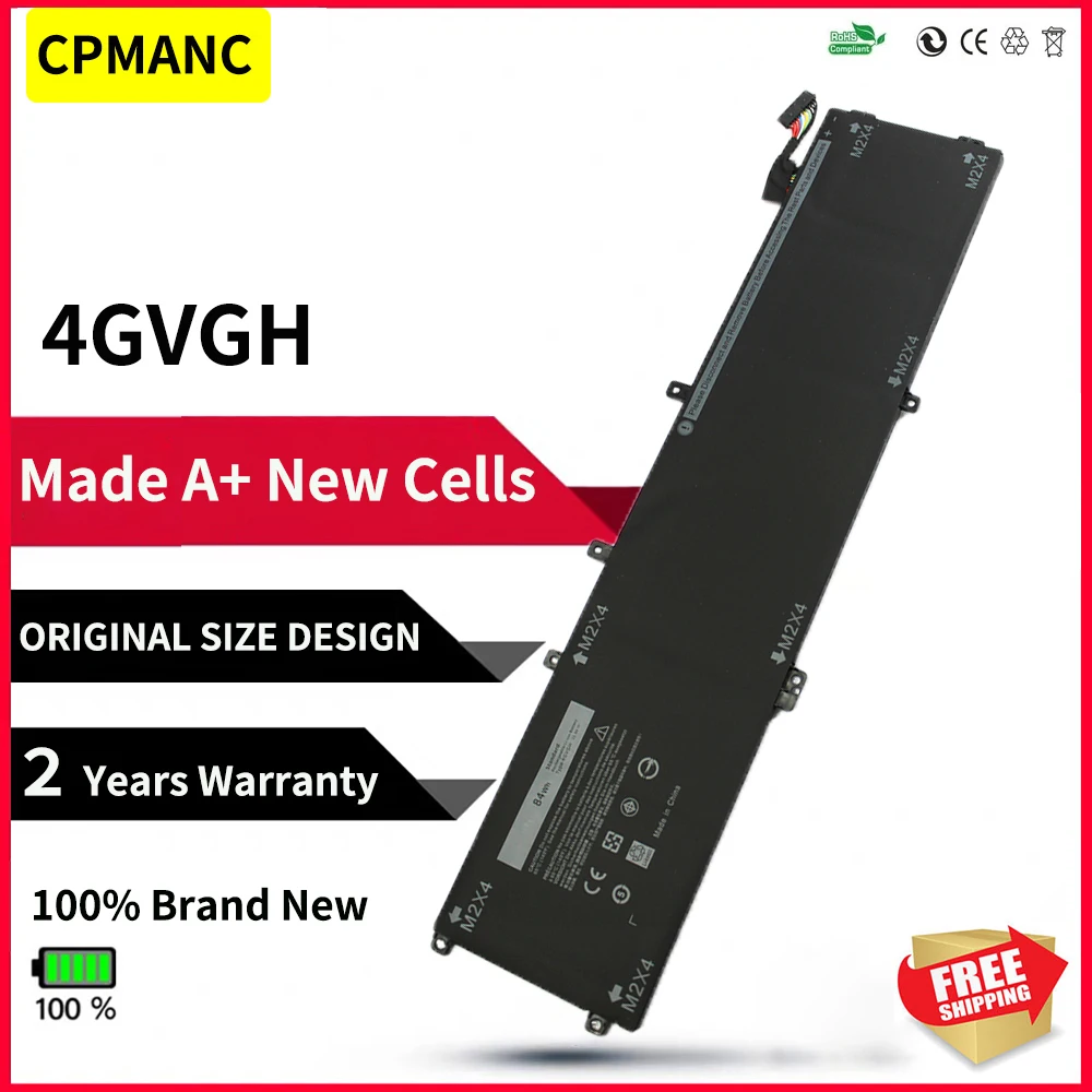 CPMANC New 4GVGH 1P6KD T453X M5510 P56F Laptop Battery For DELL Precision 5510 XPS 15 9550 series 11.4V 84WH 7260mAh 6cells