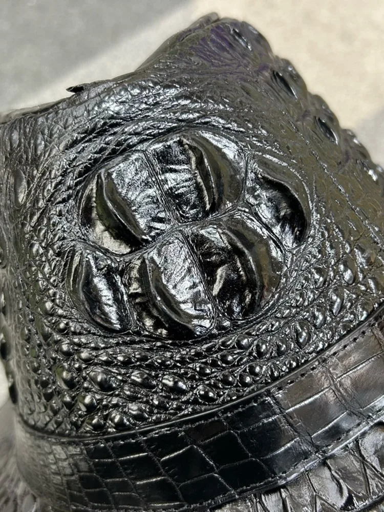 Autumn New Designer Mens Real Crocodile Leather Top Hat Gentlemen Formal Hat Sun Protect High Quality Real Leather Cap Accessory