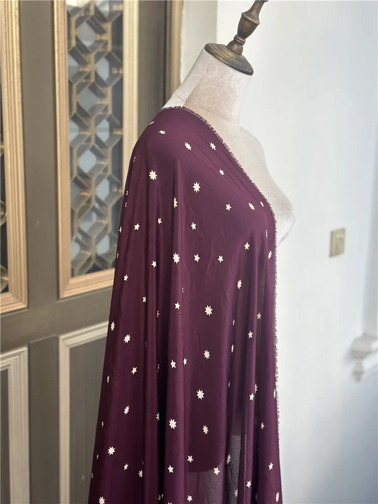 

1 meter 100% Mulberry Silk 16 momme Crepe Silk Fabric Purple Star Printed 136cm 53" wide by the yard JJ655