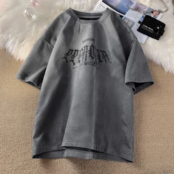 Gothic Men T-shirt Letter Print Tees Hip Hop Short Sleeve Man Tops Large Size Couples Fashion Tee Top Male Casual Loose Clothing