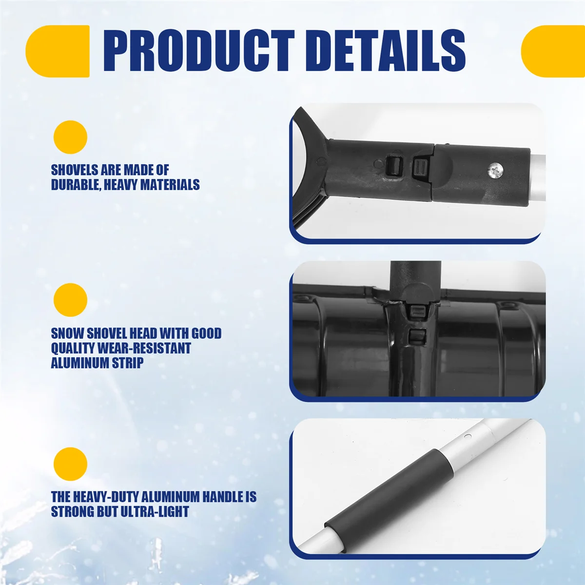New Large Portable Snow Shovel for Driveway Snow Shovel with Aluminum Handle and Wide Blade Scoop Shovel Snow Removal