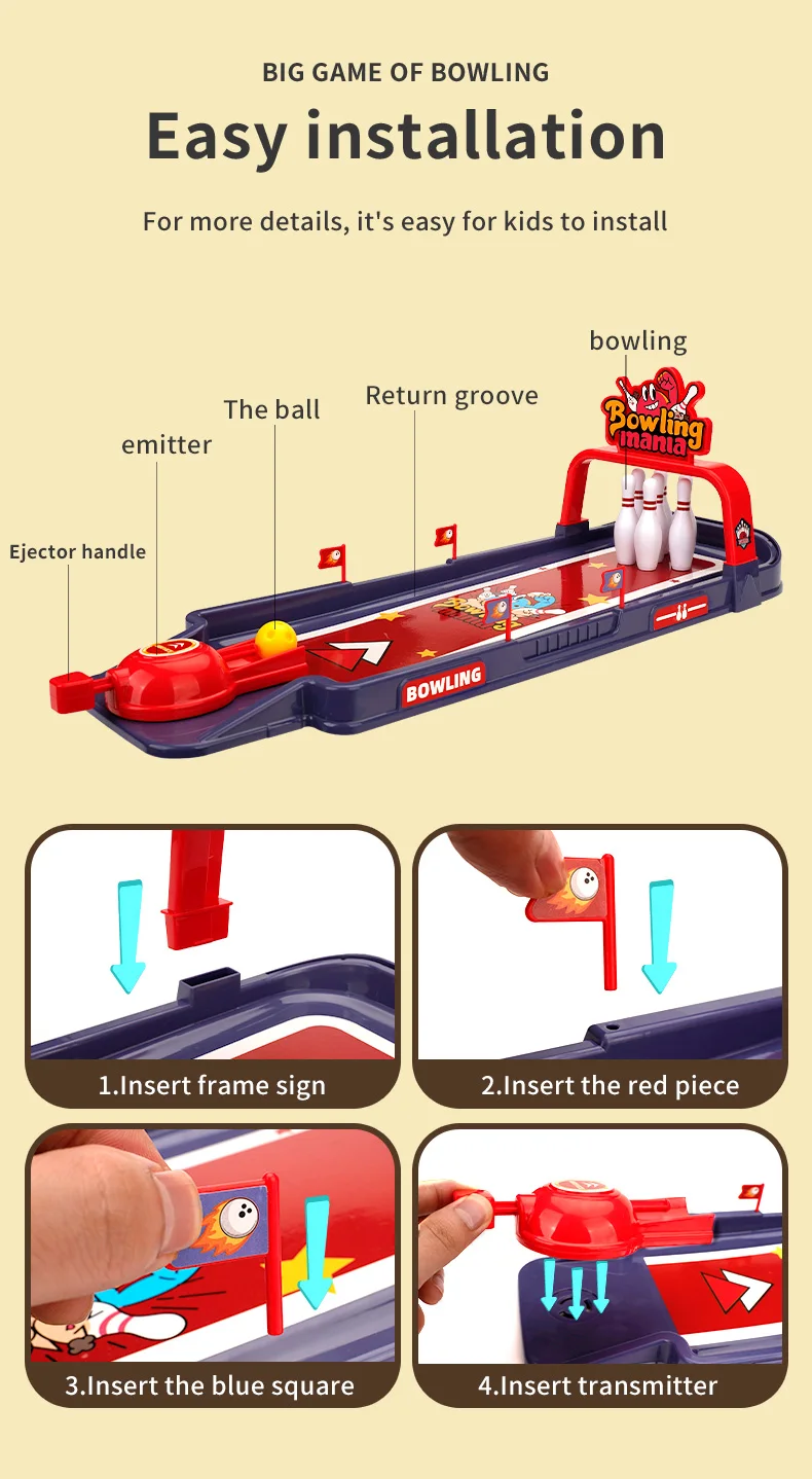 เด็กชุดโบว์ลิ่งในร่ม Ball Sport Double Battle Ejection ตารางเกมของเล่นเพื่อการศึกษาเด็ก Interactive ของเล่นเด็กของขวัญ