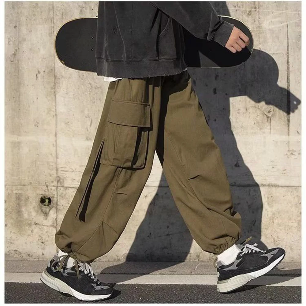 Large Size Menswear Casual Pants Invisible Open Crotch Outdoor Sex Overalls Men's High Street  Autumn Winter Thickened Loose