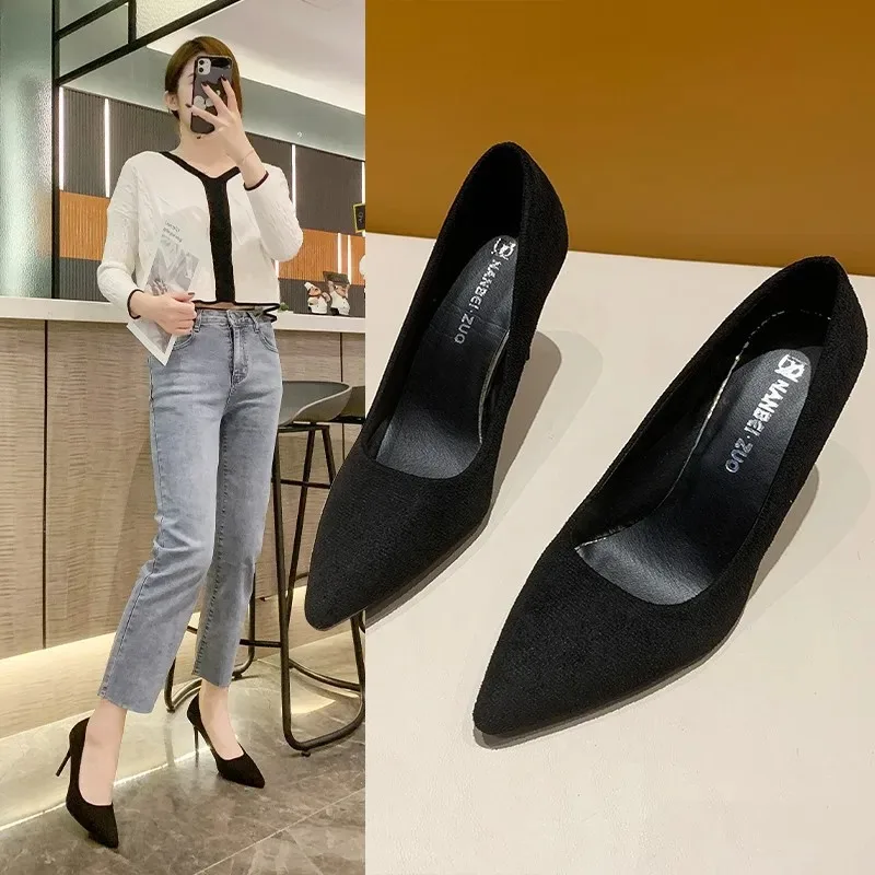 2024 New Women Pumps Suede High Heels Shoes Fashion Office Shoes Stiletto Party Shoes Female Comfort Women Heels