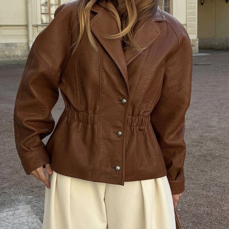 Autumn and Winter New High-end Suit Collar Waist Jacket Design Temperament Fashion 2025