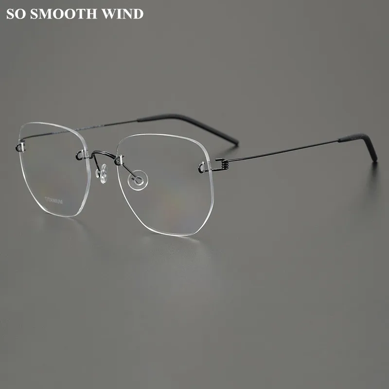 

Denmark Brand Rimless Titanium Glasses Frame Screwless Men Women Square Eyeglasses Ultralight Spectacles Frames Eyewear Gafas