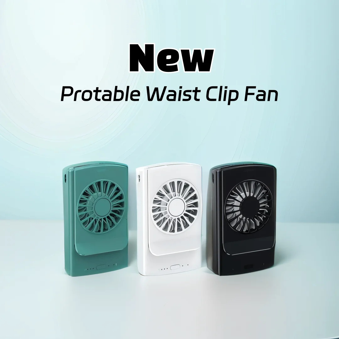 Waist Clip Fan Compact Handsfree Portable Fan Wearable Belt Fan Personal Body Fan for Outdoor Cycling Gardening Camping Climbing