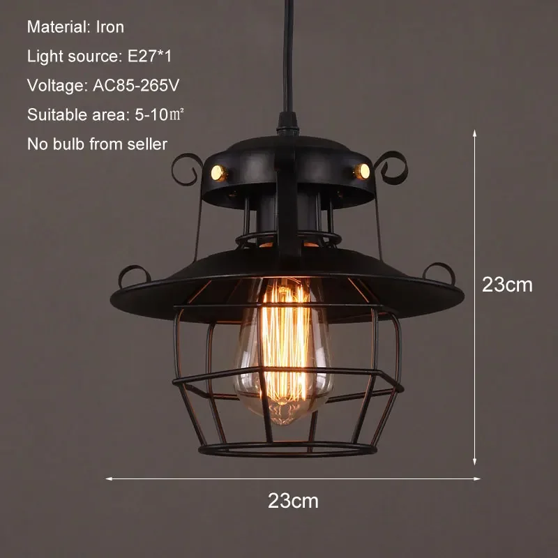 Cafe Creative Iron Art Explosion-Proof Chandelier Loft Retro Industrial Style Bar Restaurant Lighting