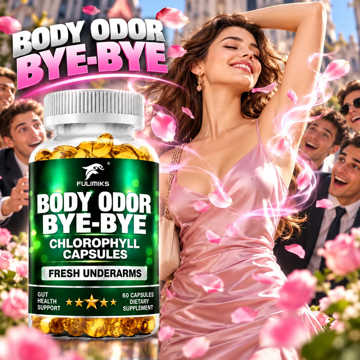 Chlorophyll Supplement, Body Odor Bye-Bye, Help Maintain Fresh Underarms, Support Gut Health, Natural Internal Cleansing