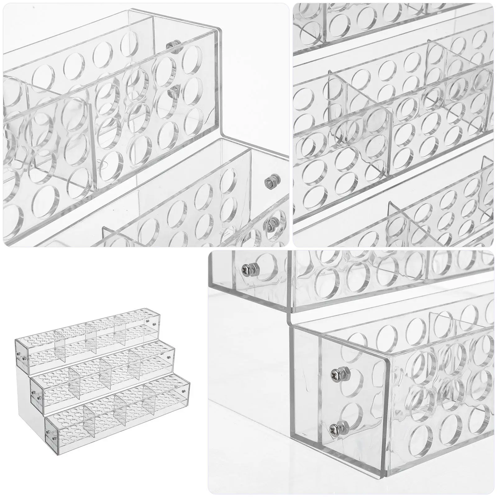 Clear Acrylic 144-Slot Pen Stand Desktop Organizer Makeup Brush Holder Transparent Pencil Display Rack Art Paint Brush Storage