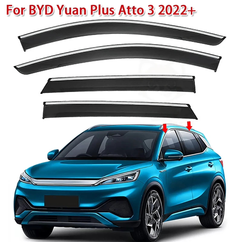 

4PCS Car Side Window Deflector Sun Rain Weather Shield for BYD Yuan Plus Atto 3 2022+