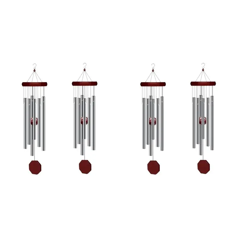 AB11 4 Pack Memorial Wind Chimes Outdoor Large Deep Tone, Elegant Sympathy Wind-Chime with 6 Tuned Tubes, Garden Decor