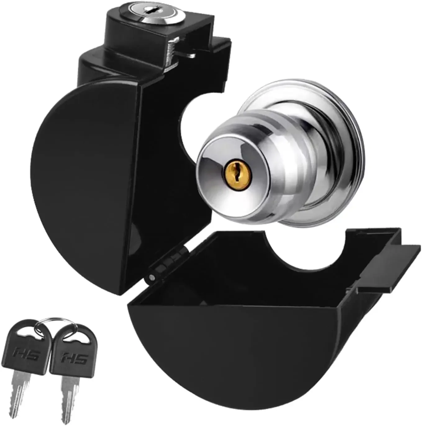 

Child Proof Door Knob Cover Lock for Dementia Elderly Safety - Universal ABS Plastic Lock-Out Device for Bedroom, Bathroom, Gas Valve & Outdoor Faucets (Fits Most Circular Knobs)-1 Pack