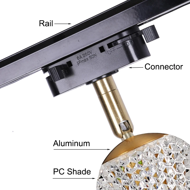 Plafoniera a binario a LED plafoniere a Led 5W lampada creativa Spot Rail illuminazione per soggiorno Nordic Home Decor Lustre Ball