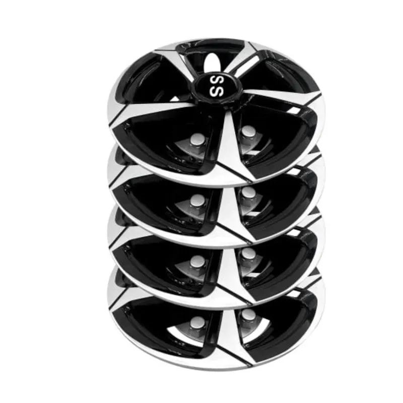 （Set of 4）8 Inch Golf Cart Wheel Covers Hub Caps Silver black Universal EZGO Club Car