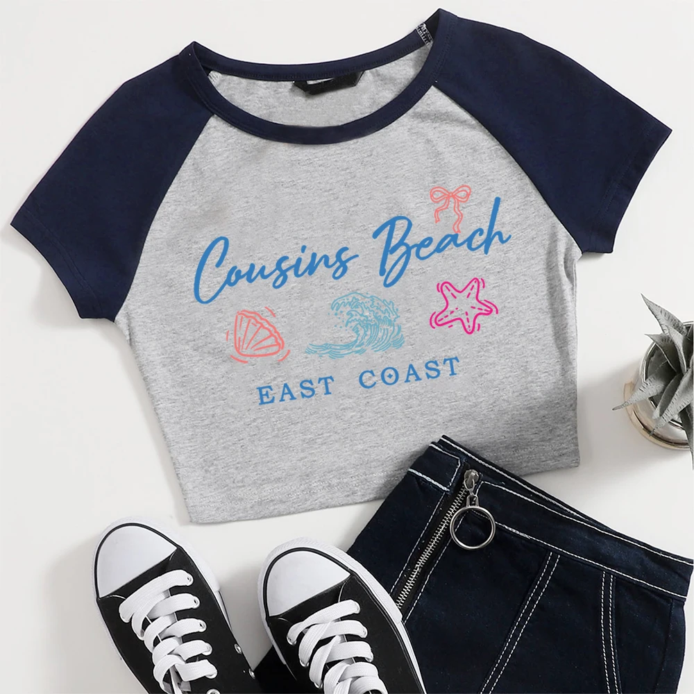 الصيف تحولت فريق جميل كونراد البطن إرميا المحاصيل الأعلى قميص مثير الفتيات قصيرة الأكمام قميص مروحة هدية #4