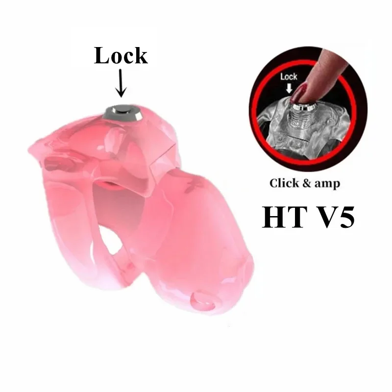 2023 Upgrade HT-V5 Male Chastity Cage Click Lock 3 Colors Resin Cock Cages Penis Lock Bondage Trainer Sex Toys for Men Gay 18+