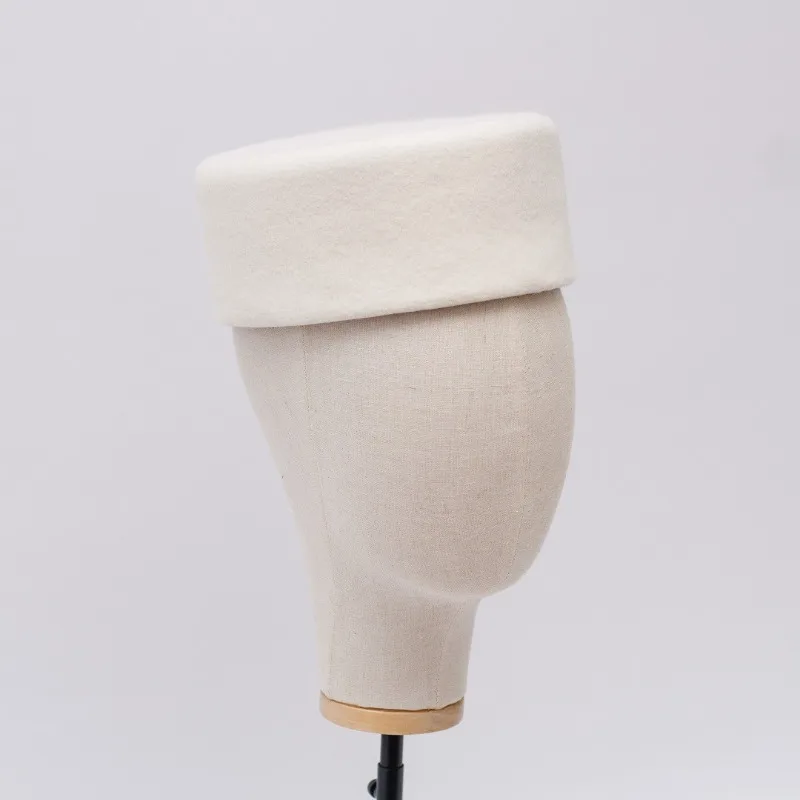 Vintage Hard Top Flache Fedoras Hüte Frauen 100 % Wollfilz Baskenmützen Hut Hochzeit Fascinator Caps Hochzeit Cocktail Party Pillbox Hut – Detail 16