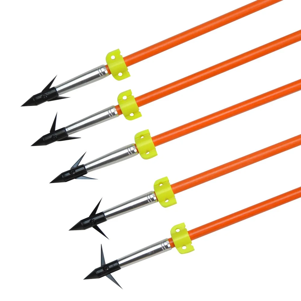 Bowfishing Arrows 6pcs Solid Fiberglass Replaceable Broadheads Safety Slides for Hunting Fishing Outdoor Shooting Practice Use view 7
