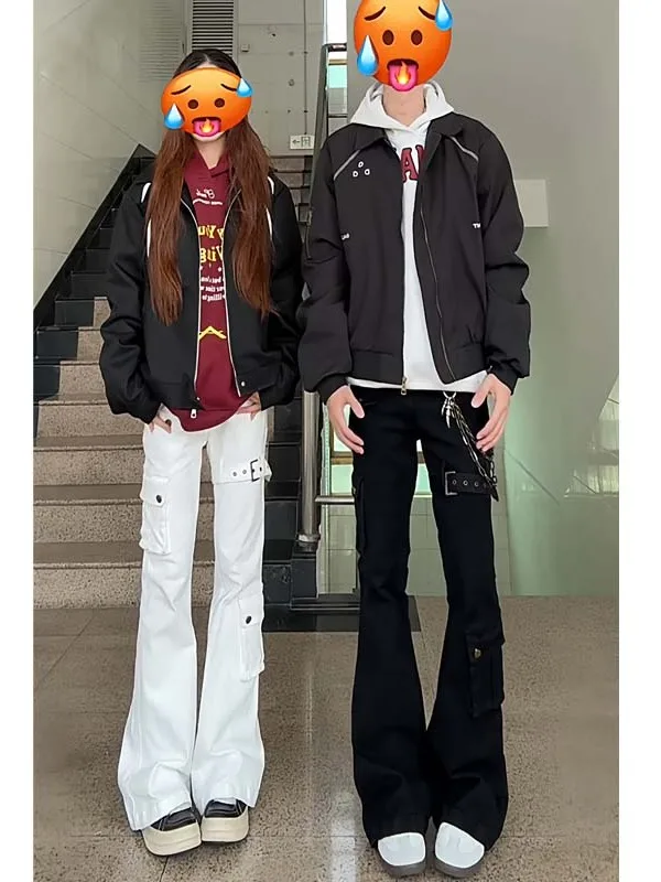 

Summer White Vibe Tie Dye Straight Leg Workwear Jeans Men's Women's American High Street Knife Slimming Flared Pants