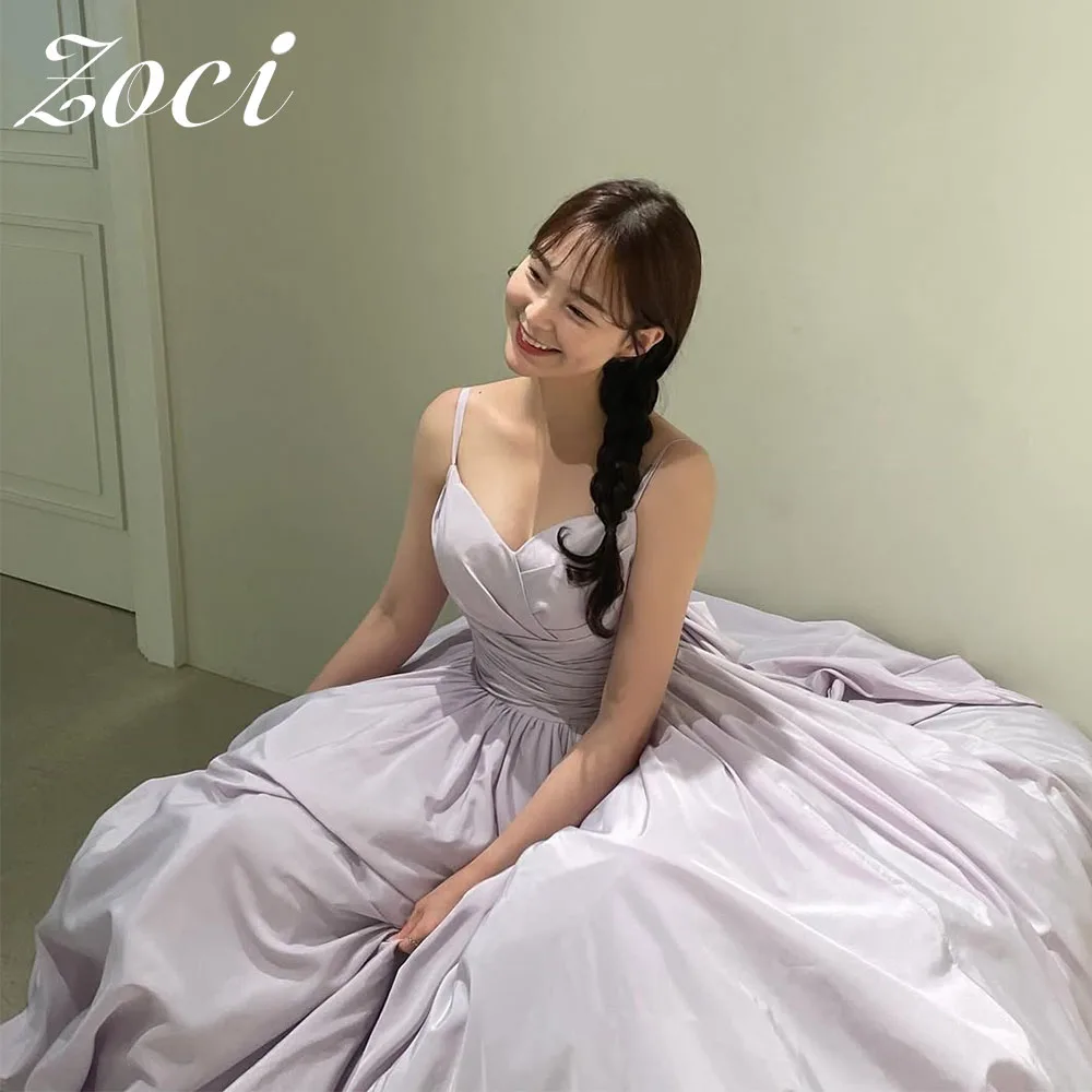 

Zoci Elegant V-Neck Evening Dresses Sleeveless Spaghetti Straps Special Occasion Party Dress Customized Korea Wedding Dresses