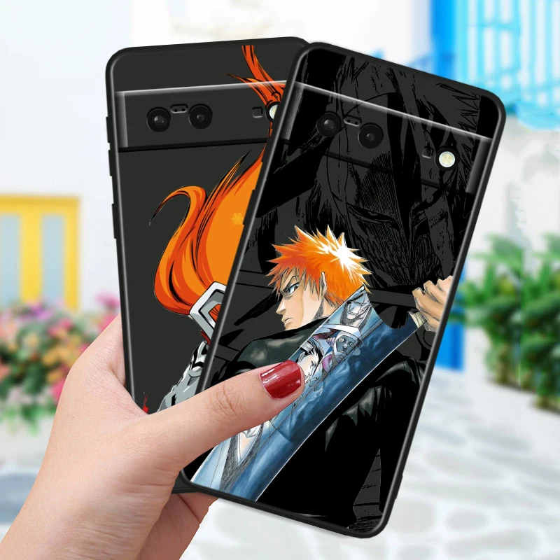 BLEACH Anime Cute Shockproof Cover For Google Pixel 8 7A 6A 5A 5 4 4A XL Pro 5G Black Phone Case Soft Fundas Capa Phone Case